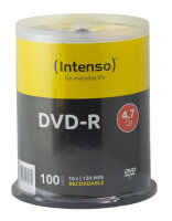 100x Intenso DVD-R Rohlinge in Spindel / 4,7GB / 16x /...