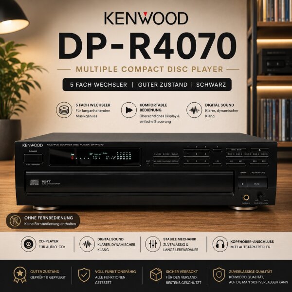 Kenwood "DP-R4070" CD Player / 5 fach Wechsler / Schwarz /ohne FB /Guter Zustand