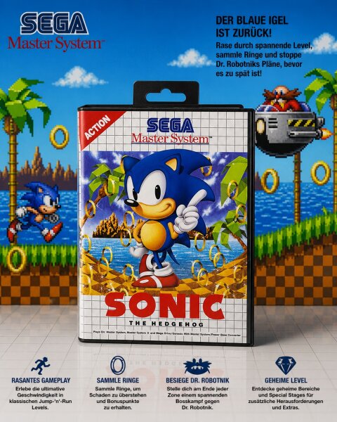 Sonic: The Hedgehog / Sega Master System / ohne. Anleitung / Retro / OVP