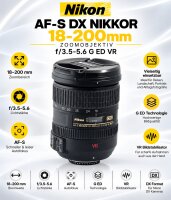 Nikon AF-S DX NIKKOR 18-200mm Zoomobjektiv / f/3.5-5.6 /...
