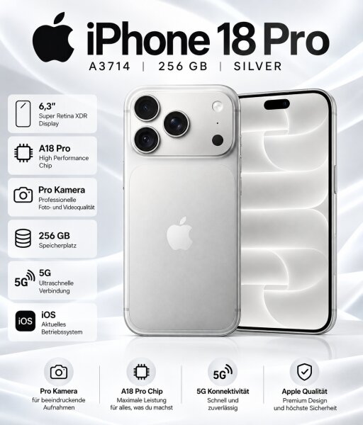 Apple iPhone 18 Pro / 256GB / Silver / A3714 / OVP /...