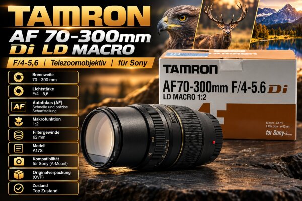 Tamron AF 70-300mm Di LD MACRO Teleobjektiv / F/4-5,6 /  für Sony / OVP / Top