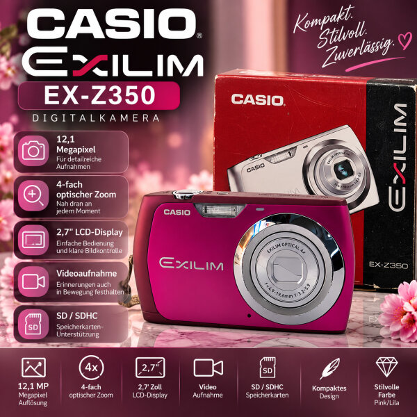 Casio Exilim "EX-Z350" Digitalkamera / Pink/Lila / OVP / Guter Zustand