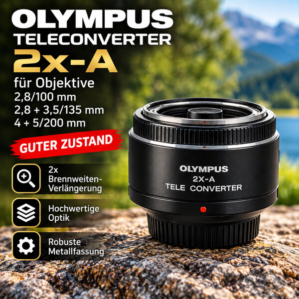 Olympus Teleconverter 2x-A für Objektiv / 2,8/100 / 2,8+3,5/135 / 4+5/200mm /Gut