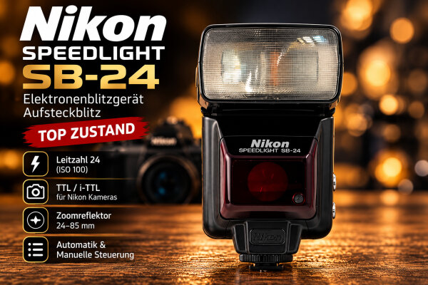 Nikon Speedlight "SB-24" Elektronenblitzgerät / Aufsteckblitz / OVP /Top Zustand
